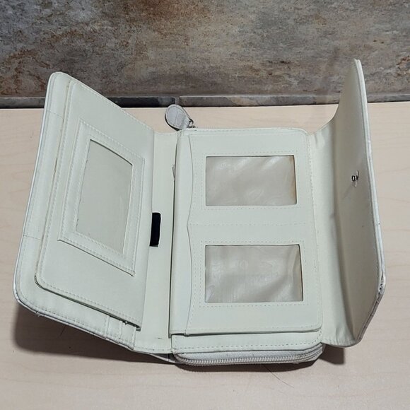 Vintage Leather Zip Around Wallet Cream Purse Snap Bifold - Picture 15 of 15